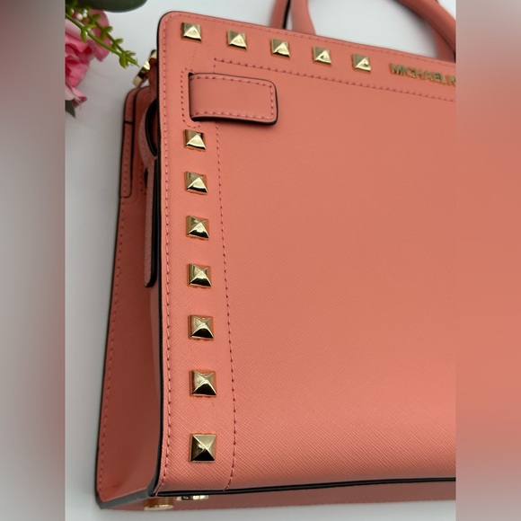 Michael Kors Medium Studded Saffiano Leather Satchel - Picture 11 of 15